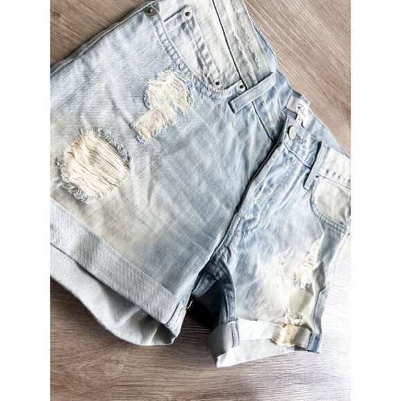 Rails Light Wash Distressed Denim Shorts Womens 25 High Rise Rolled Hem - Picture 3 of 12